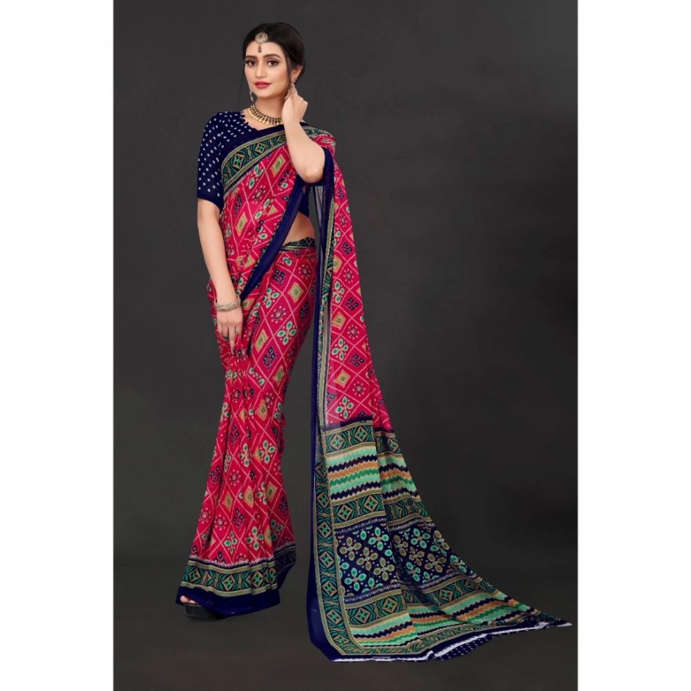 generic women's georgette floral print saree with unstitched blouse 5.5mtr (pink) generic women's georgette floral print saree with unstitched blouse 5.5mtr (pink)