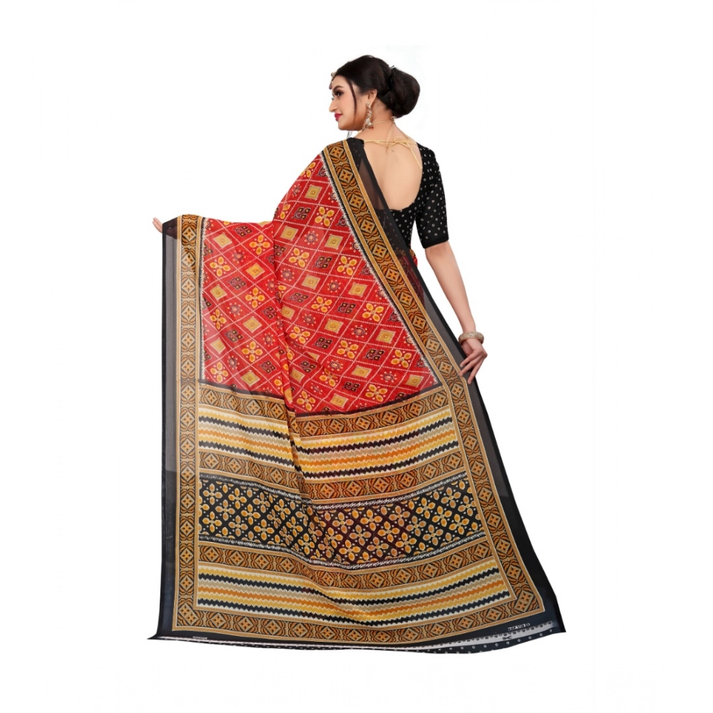 generic women's georgette floral print saree with unstitched blouse 5.5mtr (red) generic women's georgette floral print saree with unstitched blouse 5.5mtr (red)