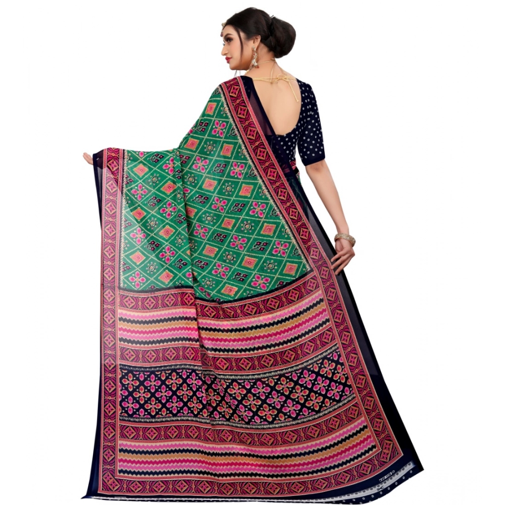 generic women's georgette floral print saree with unstitched blouse 5.5mtr (green) generic women's georgette floral print saree with unstitched blouse 5.5mtr (green)