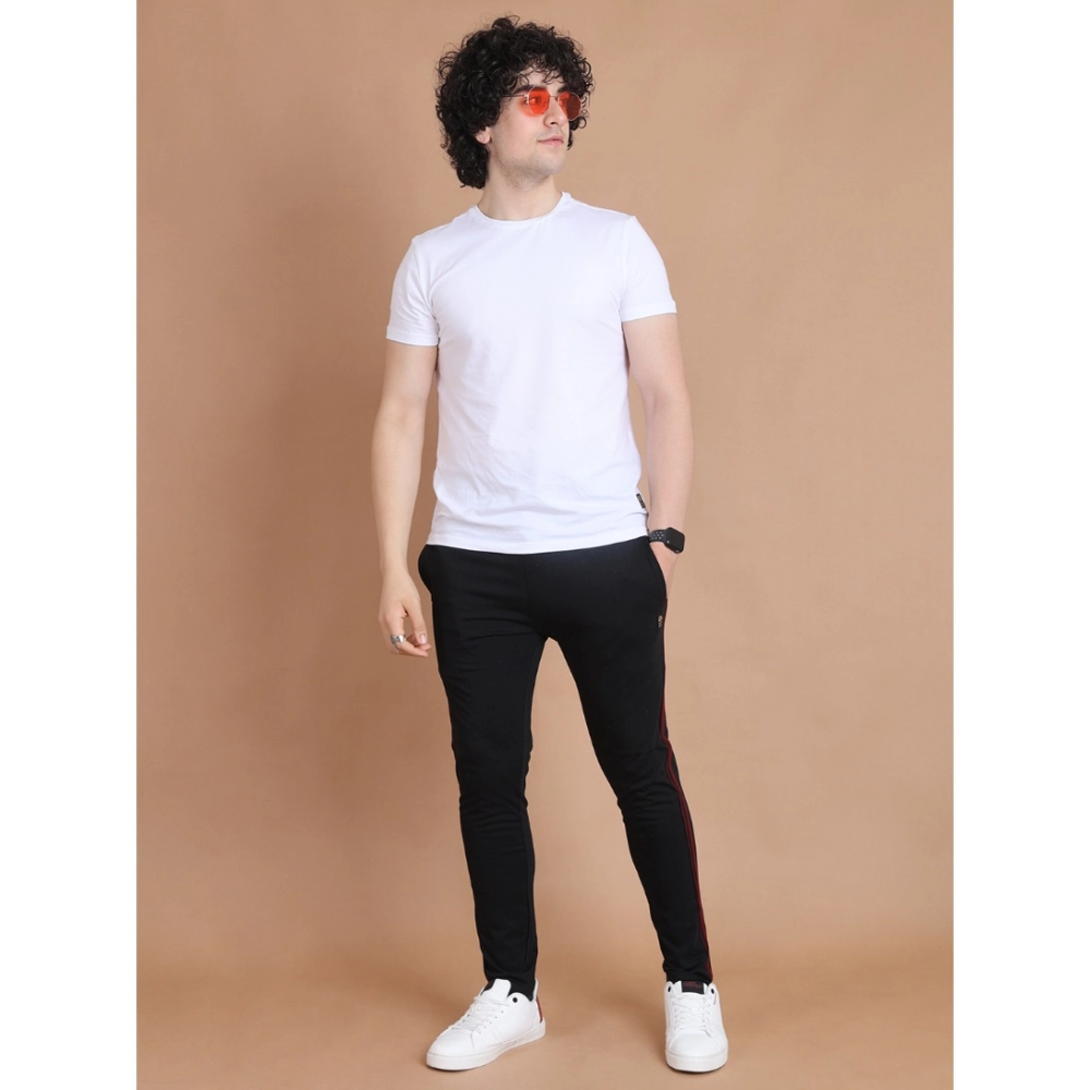 generic men's casual cotton striped full length track pant (black) generic men's casual cotton striped full length track pant (black)