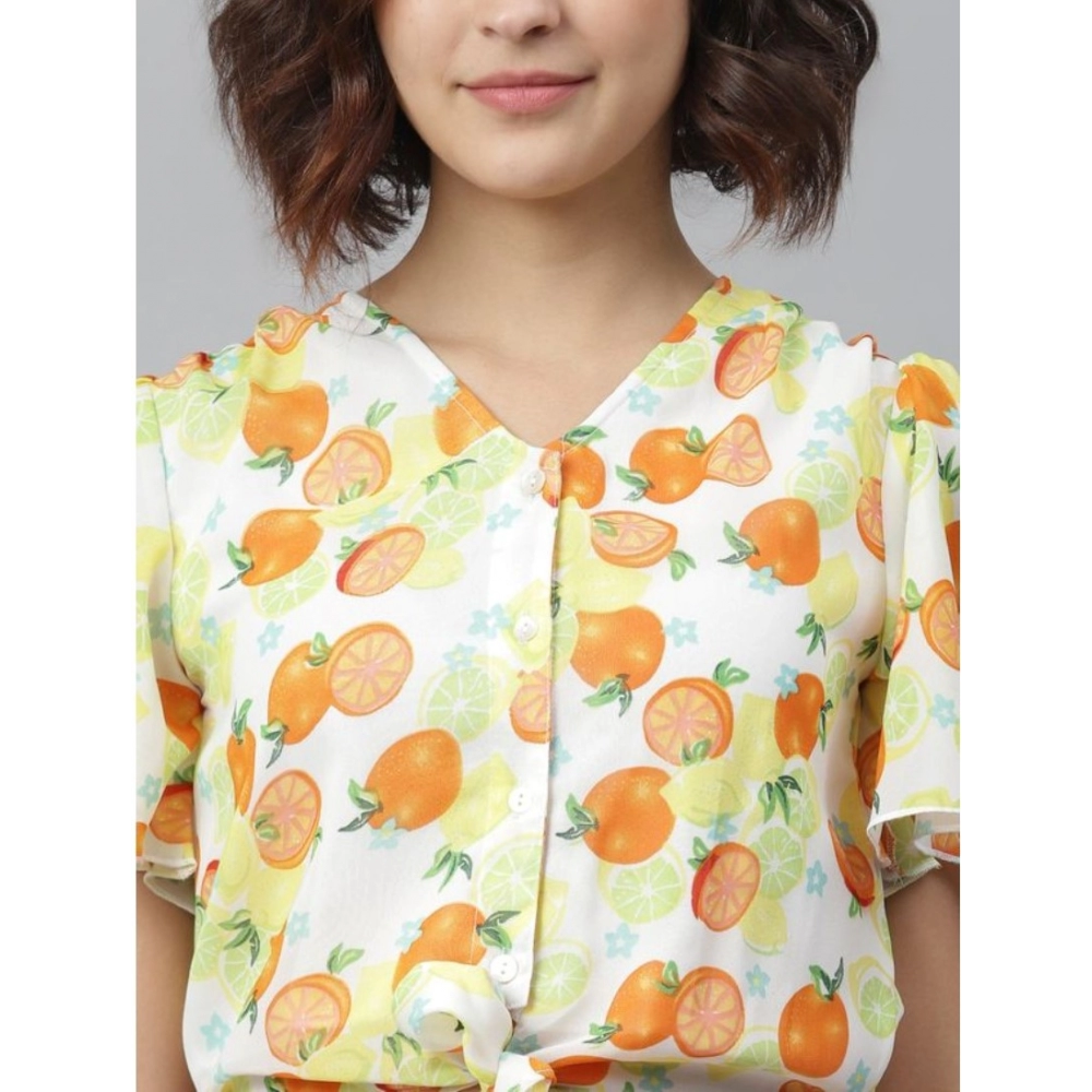 generic women's polyester printed flutter above knee dress (orange yellow) generic women's polyester printed flutter above knee dress (orange yellow)
