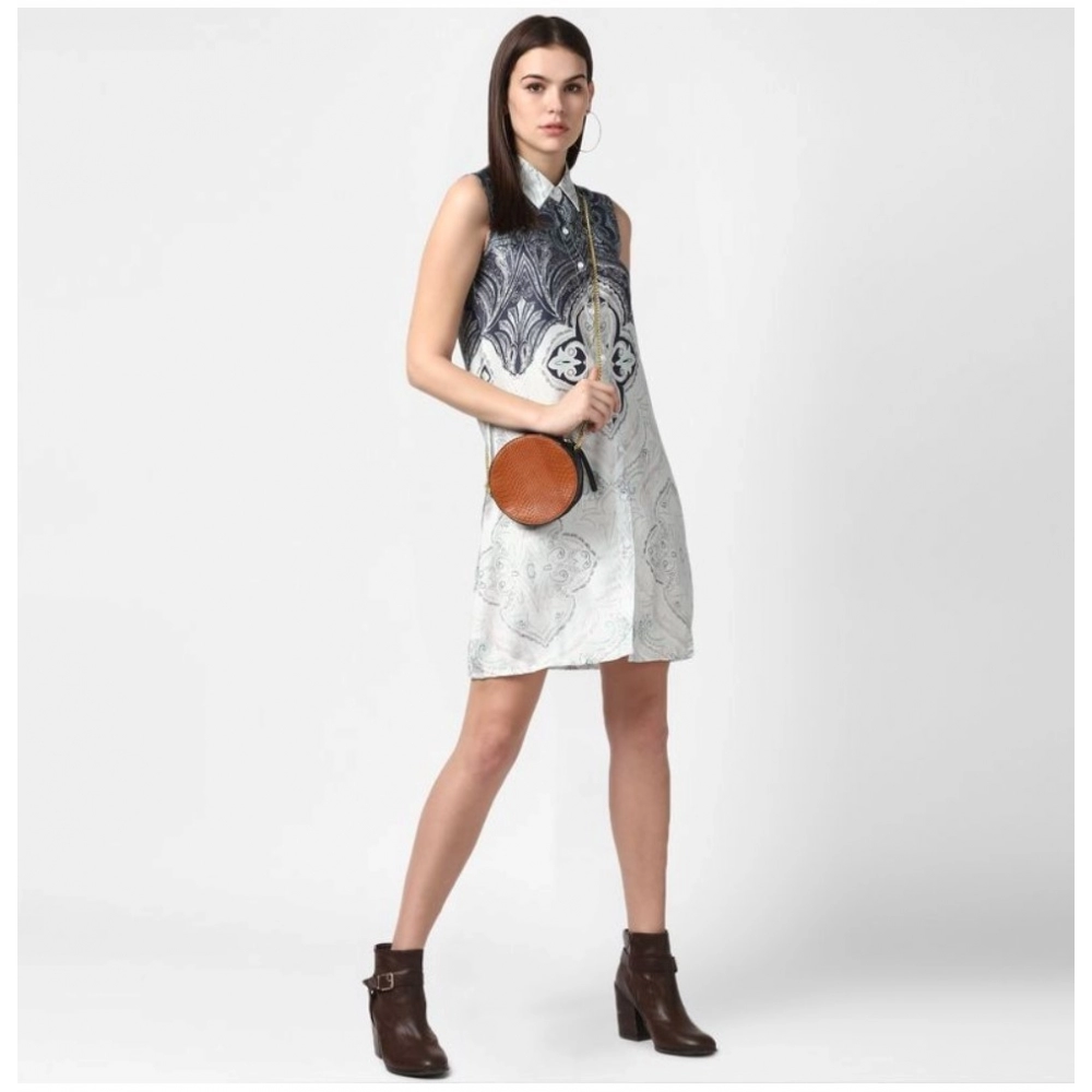 generic women's polyester printed sleeveless above knee dress (blue) generic women's polyester printed sleeveless above knee dress (blue)