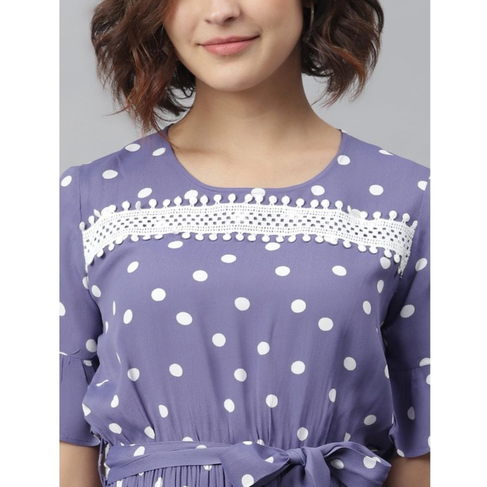 generic women's polyester polka bell sleeve above knee dress (lavender) generic women's polyester polka bell sleeve above knee dress (lavender)