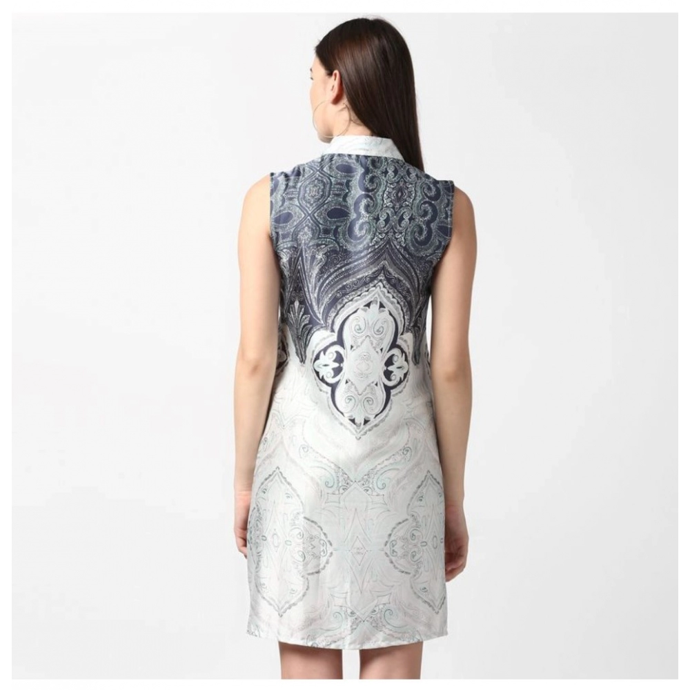 generic women's polyester printed sleeveless above knee dress (blue) generic women's polyester printed sleeveless above knee dress (blue)