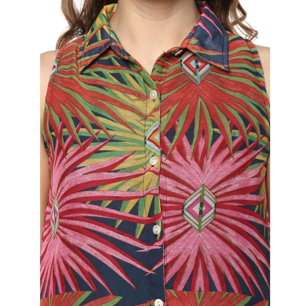 generic women's polyester floral sleeveless below knee dress (multicolor) generic women's polyester floral sleeveless below knee dress (multicolor)