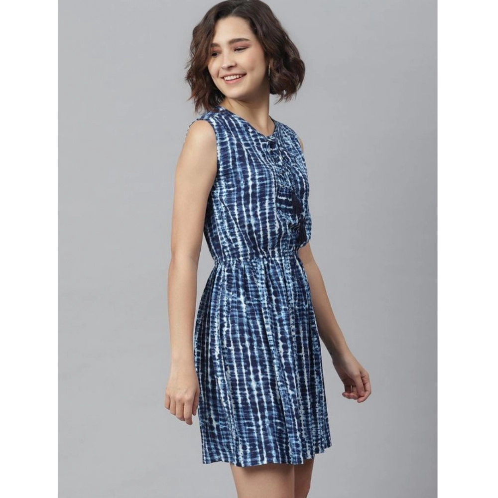 generic women's rayon tie & dye sleeveless above knee dress (blue) generic women's rayon tie & dye sleeveless above knee dress (blue)
