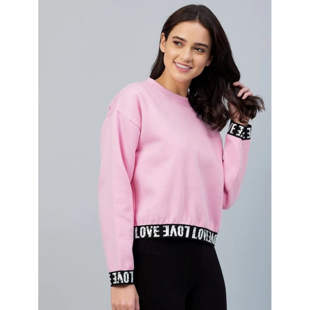 generic women's fleece solid long sleeves sweatshirt (pink) generic women's fleece solid long sleeves sweatshirt (pink)