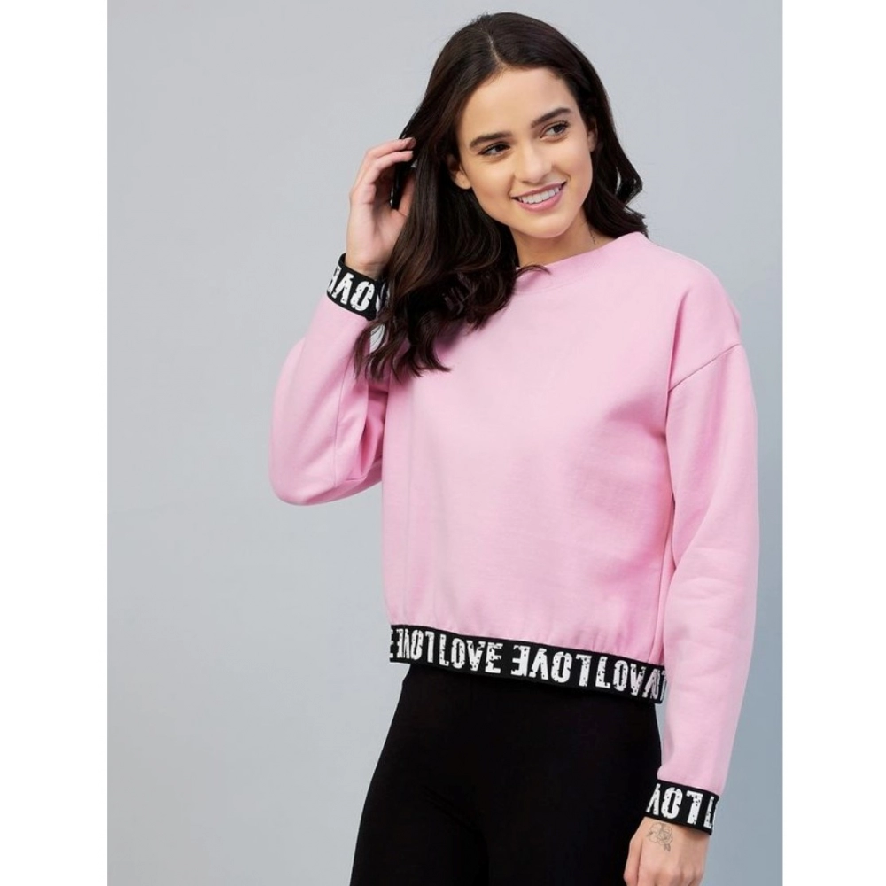generic women's fleece solid long sleeves sweatshirt (pink) generic women's fleece solid long sleeves sweatshirt (pink)