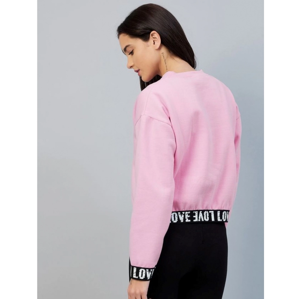 generic women's fleece solid long sleeves sweatshirt (pink) generic women's fleece solid long sleeves sweatshirt (pink)