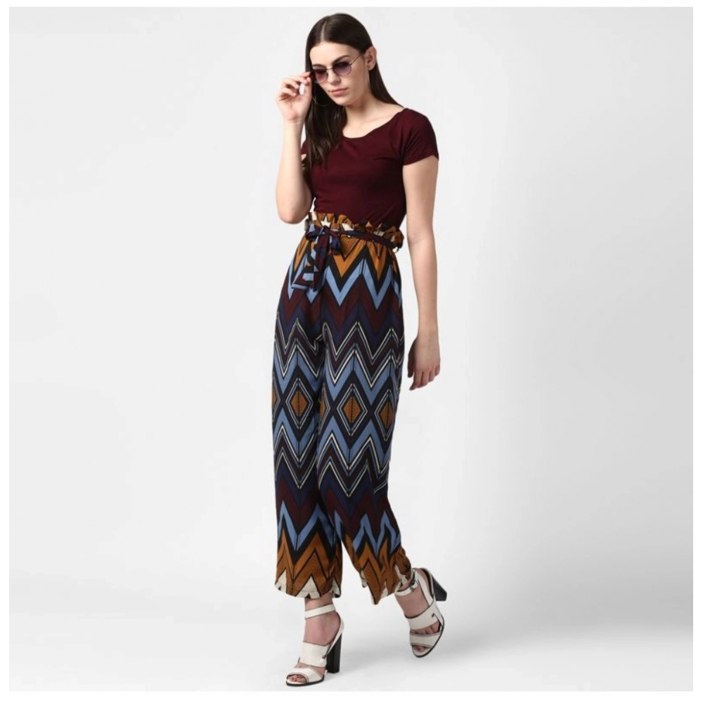 generic women's polyester chevron elasticated trousers (multicolor) generic women's polyester chevron elasticated trousers (multicolor)