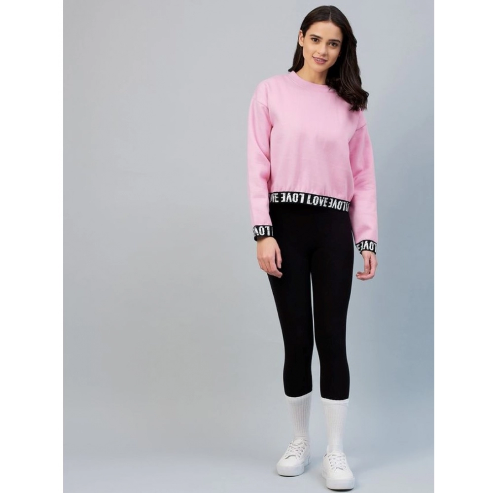 generic women's fleece solid long sleeves sweatshirt (pink) generic women's fleece solid long sleeves sweatshirt (pink)