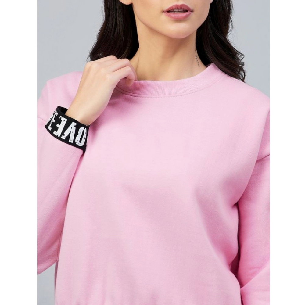 generic women's fleece solid long sleeves sweatshirt (pink) generic women's fleece solid long sleeves sweatshirt (pink)