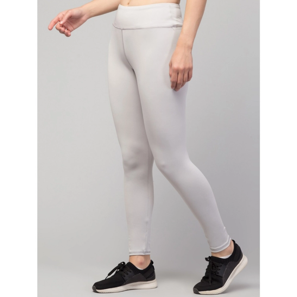 generic women's polyester solid ankle length high rise tights (light grey) generic women's polyester solid ankle length high rise tights (light grey)