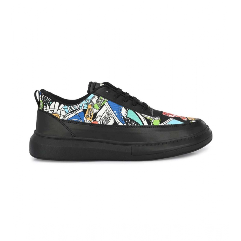 generic men's casual synthetic printed lace up shoes (black) generic men's casual synthetic printed lace up shoes (black)