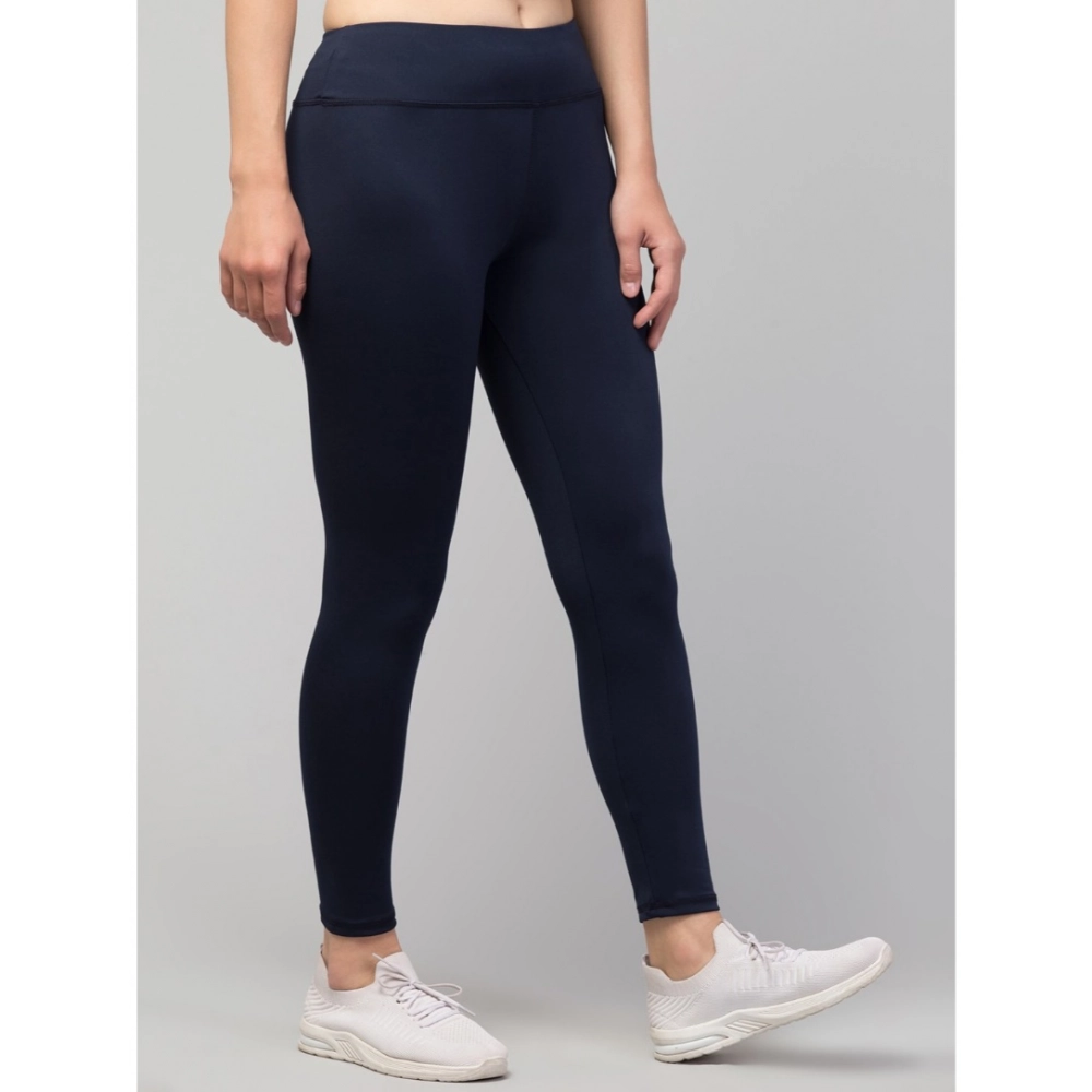 generic women's polyester solid ankle length high rise tights (navy) generic women's polyester solid ankle length high rise tights (navy)
