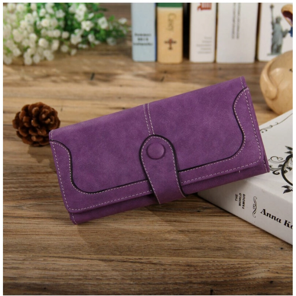 generic women's faux leather medium snap button wallet (purple) generic women's faux leather medium snap button wallet (purple)