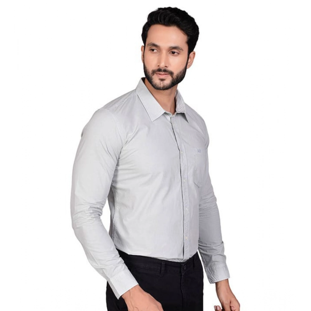 generic men's casual cotton full sleeve solid shirt (grey) generic men's casual cotton full sleeve solid shirt (grey)