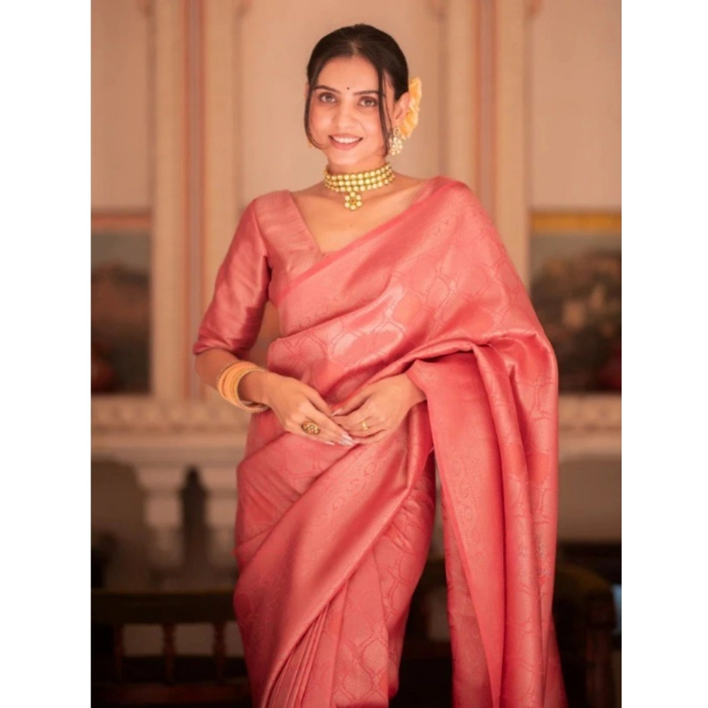 generic women's silk printed saree with unstitched blouse 5.5mtr (pink) generic women's silk printed saree with unstitched blouse 5.5mtr (pink)