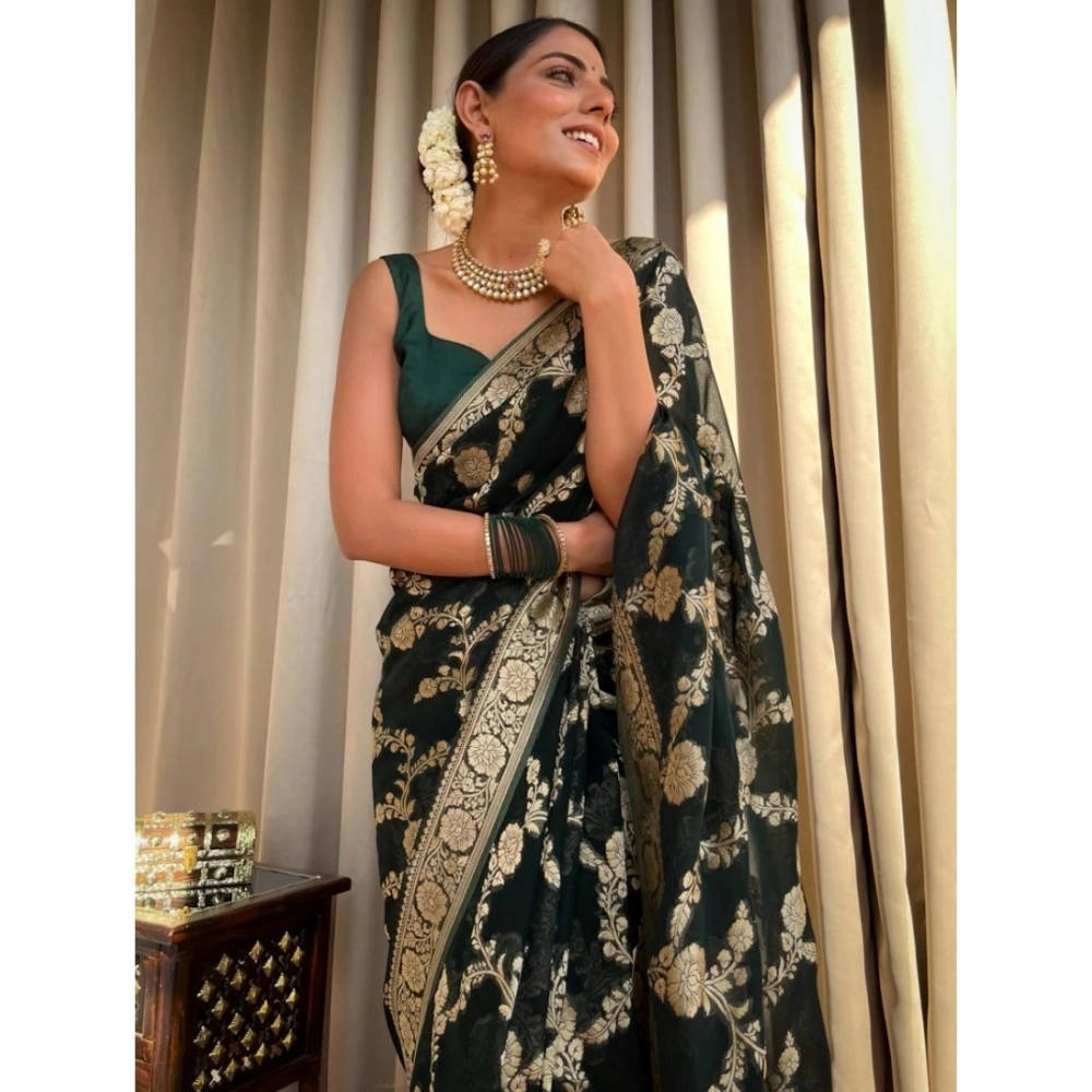generic women's silk printed saree with unstitched blouse 5.5mtr (dark green) generic women's silk printed saree with unstitched blouse 5.5mtr (dark green)