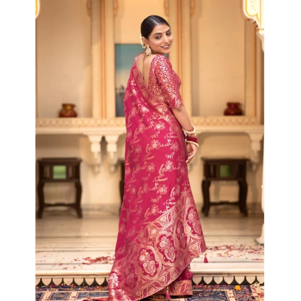 generic women's silk printed saree with unstitched blouse 5.5mtr (pink) generic women's silk printed saree with unstitched blouse 5.5mtr (pink)