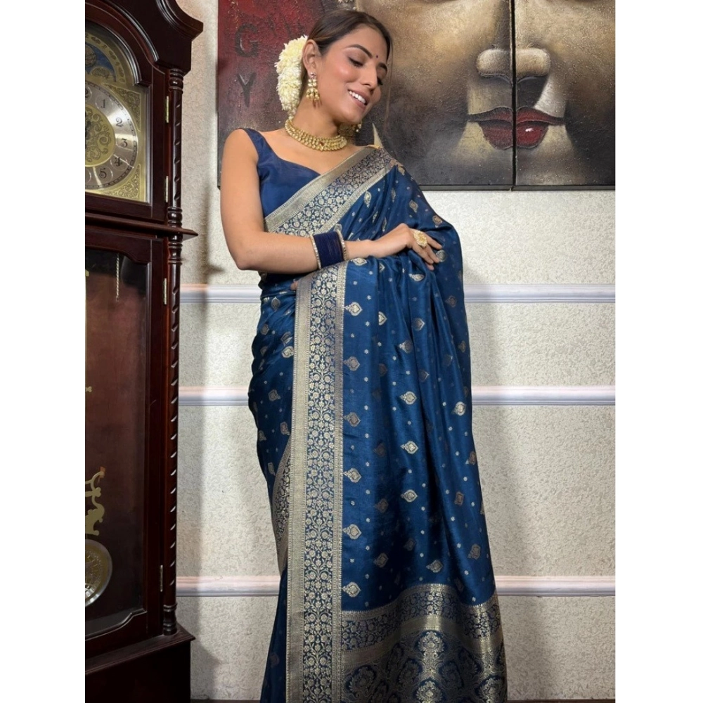 generic women's silk printed saree with unstitched blouse 5.5mtr (rama) generic women's silk printed saree with unstitched blouse 5.5mtr (rama)