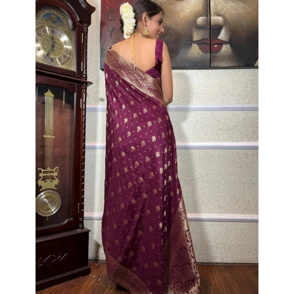 generic women's silk printed saree with unstitched blouse 5.5mtr (wine) generic women's silk printed saree with unstitched blouse 5.5mtr (wine)