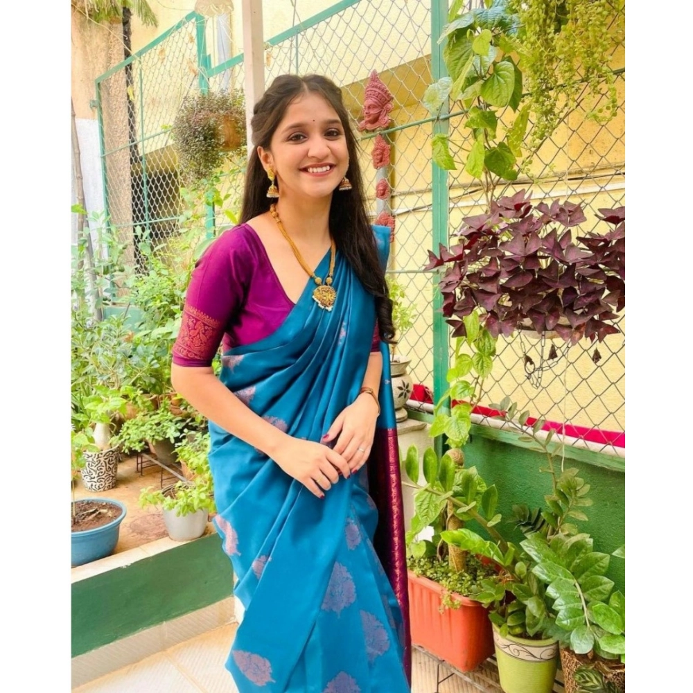 generic women's silk printed saree with unstitched blouse 5.5mtr (rama) generic women's silk printed saree with unstitched blouse 5.5mtr (rama)