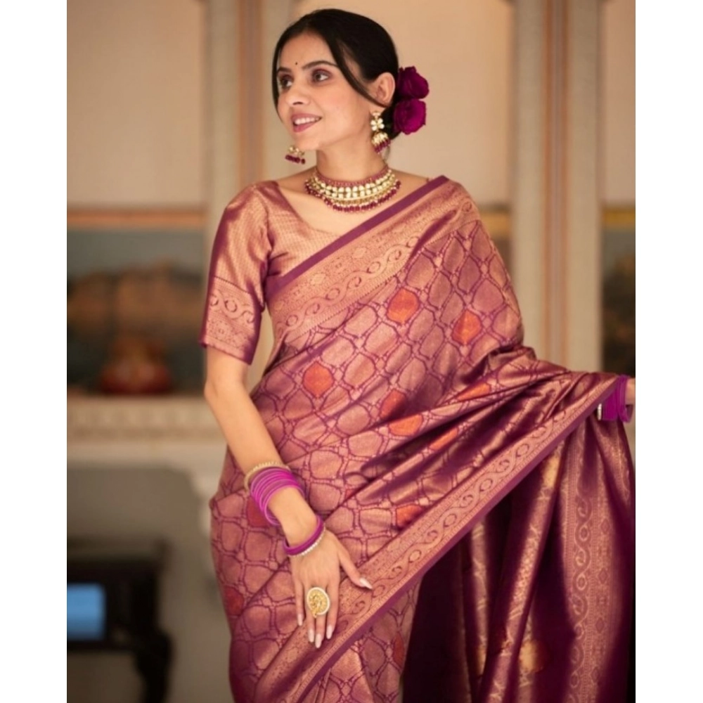 generic women's silk printed saree with unstitched blouse 5.5mtr (wine) generic women's silk printed saree with unstitched blouse 5.5mtr (wine)