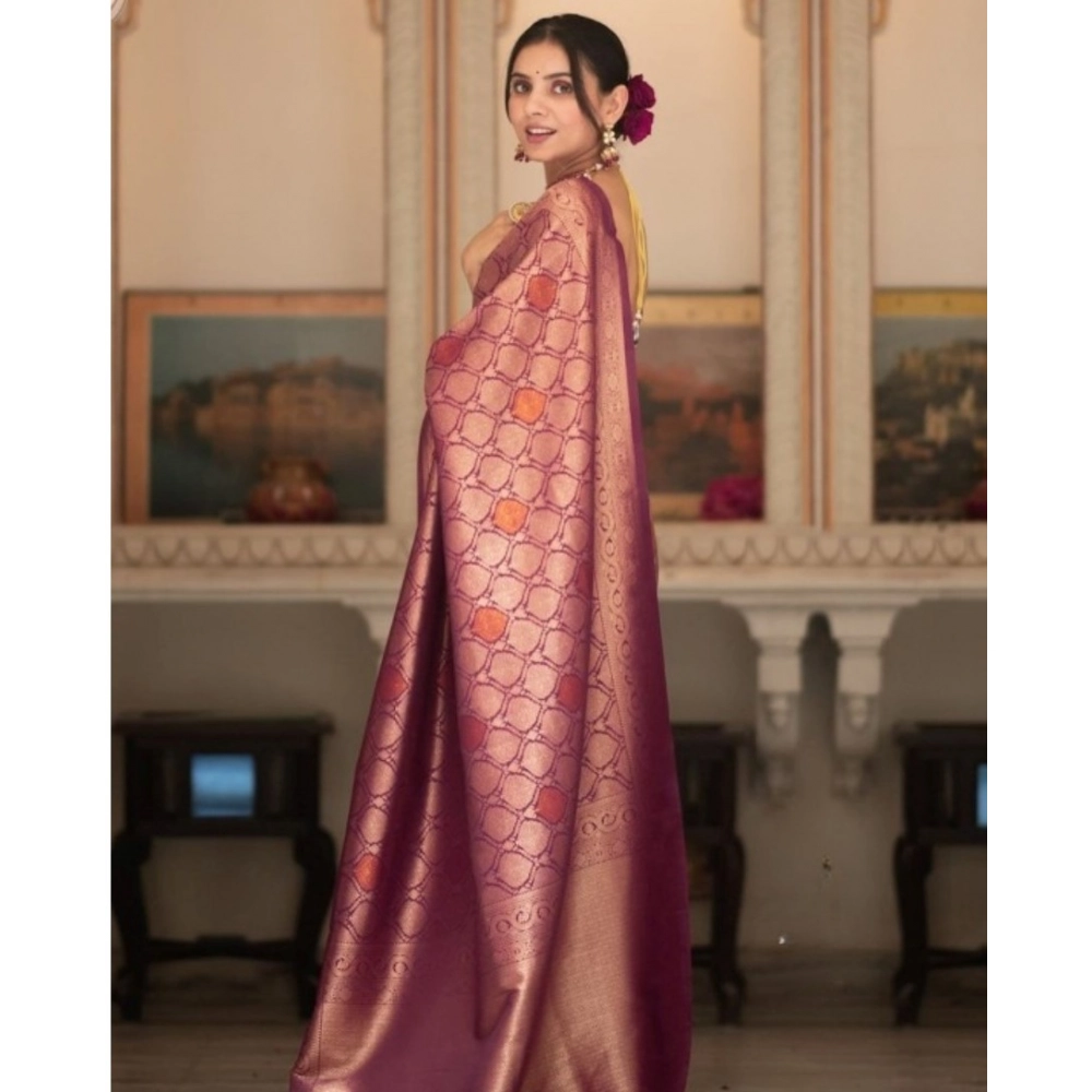 generic women's silk printed saree with unstitched blouse 5.5mtr (wine) generic women's silk printed saree with unstitched blouse 5.5mtr (wine)