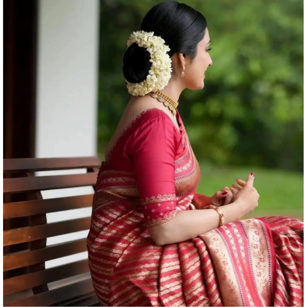 generic women's silk printed saree with unstitched blouse 5.5mtr (pink) generic women's silk printed saree with unstitched blouse 5.5mtr (pink)