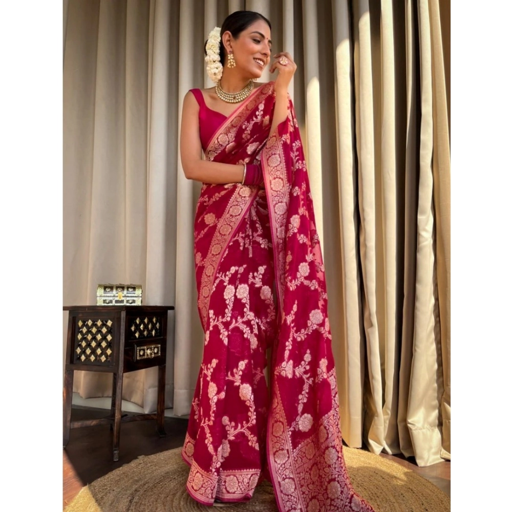 generic women's silk printed saree with unstitched blouse 5.5mtr (pink) generic women's silk printed saree with unstitched blouse 5.5mtr (pink)