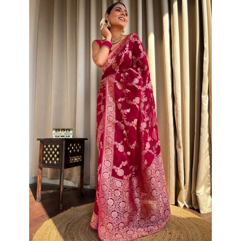 generic women's silk printed saree with unstitched blouse 5.5mtr (pink) generic women's silk printed saree with unstitched blouse 5.5mtr (pink)