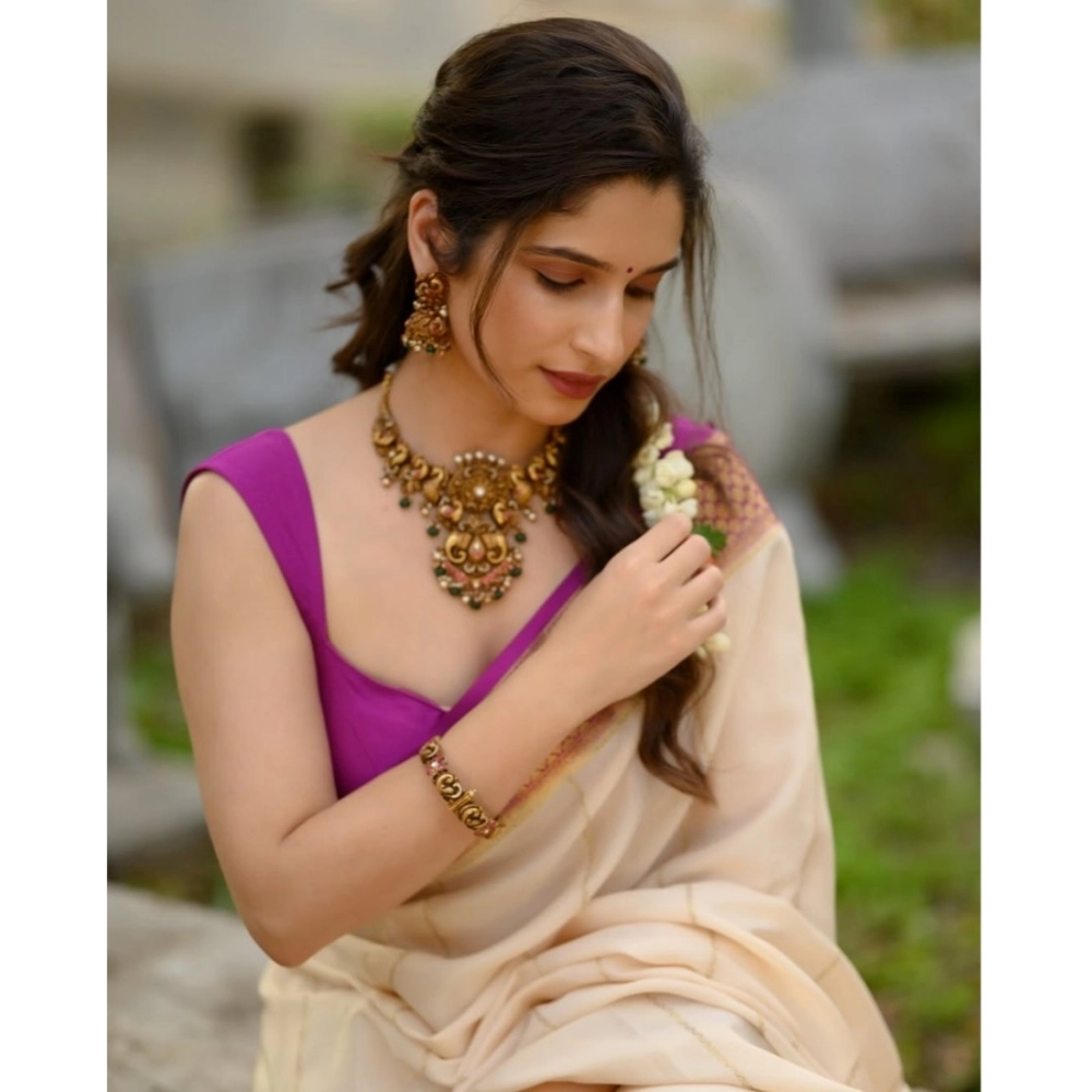 generic women's silk printed saree with unstitched blouse 5.5mtr (off white pink) generic women's silk printed saree with unstitched blouse 5.5mtr (off white pink)