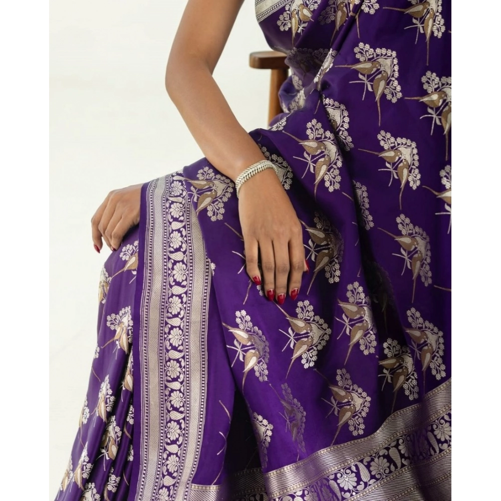 generic women's silk printed saree with unstitched blouse 5.5mtr (purple) generic women's silk printed saree with unstitched blouse 5.5mtr (purple)