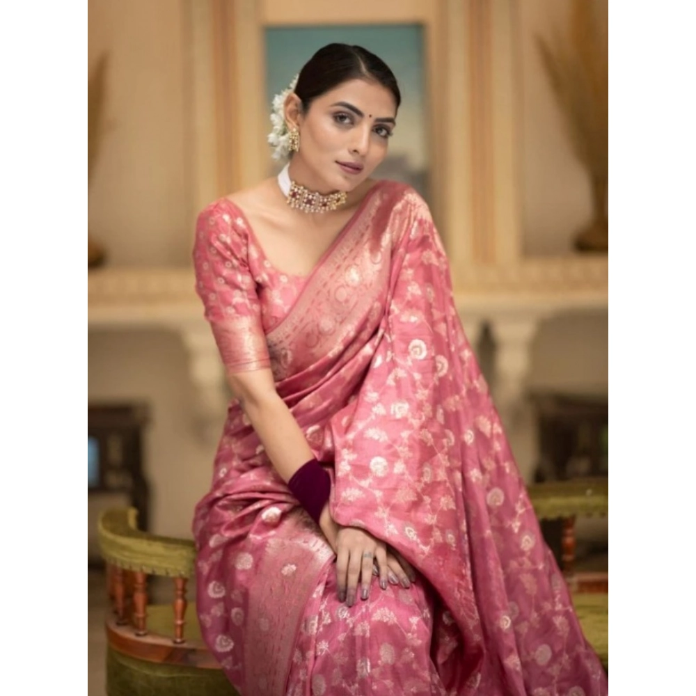 generic women's silk printed saree with unstitched blouse 5.5mtr (peach) generic women's silk printed saree with unstitched blouse 5.5mtr (peach)