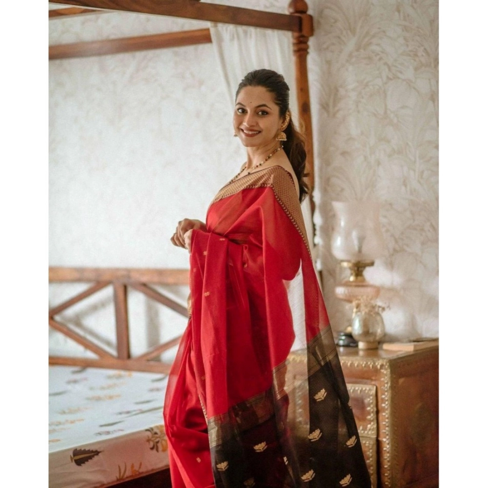 generic women's cotton printed saree with unstitched blouse 5.5mtr (red) generic women's cotton printed saree with unstitched blouse 5.5mtr (red)