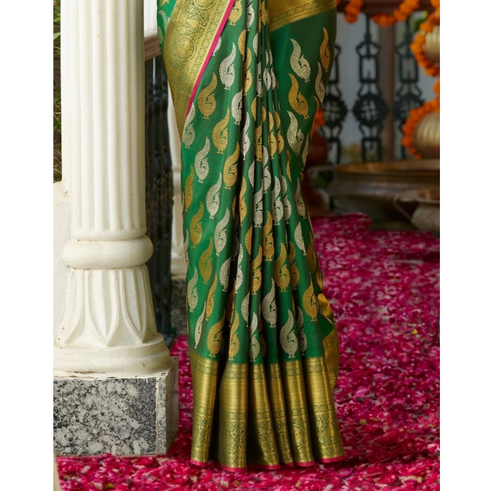 generic women's silk printed saree with unstitched blouse 5.5mtr (green) generic women's silk printed saree with unstitched blouse 5.5mtr (green)