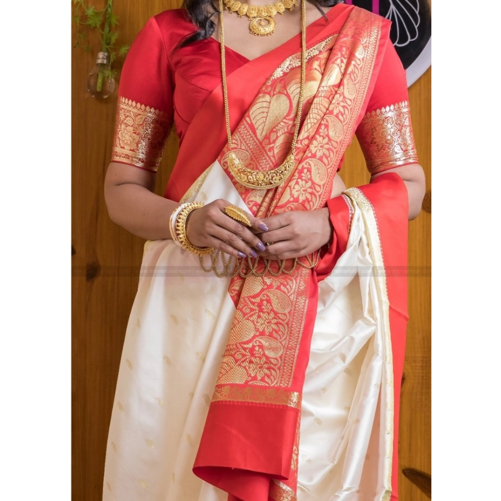 generic women's silk printed saree with unstitched blouse 5.5mtr (white red) generic women's silk printed saree with unstitched blouse 5.5mtr (white red)