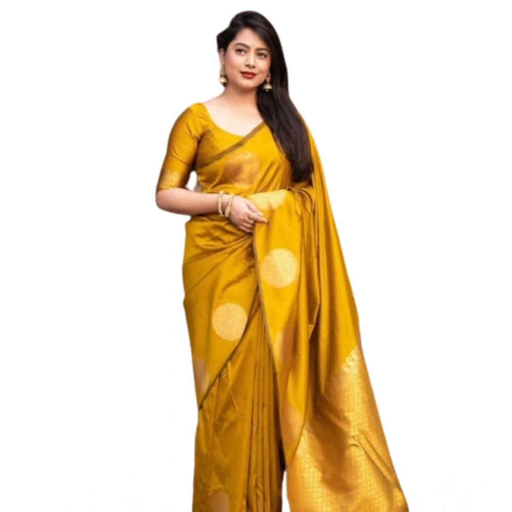 generic women's silk printed saree with unstitched blouse 5.5mtr (yellow) generic women's silk printed saree with unstitched blouse 5.5mtr (yellow)