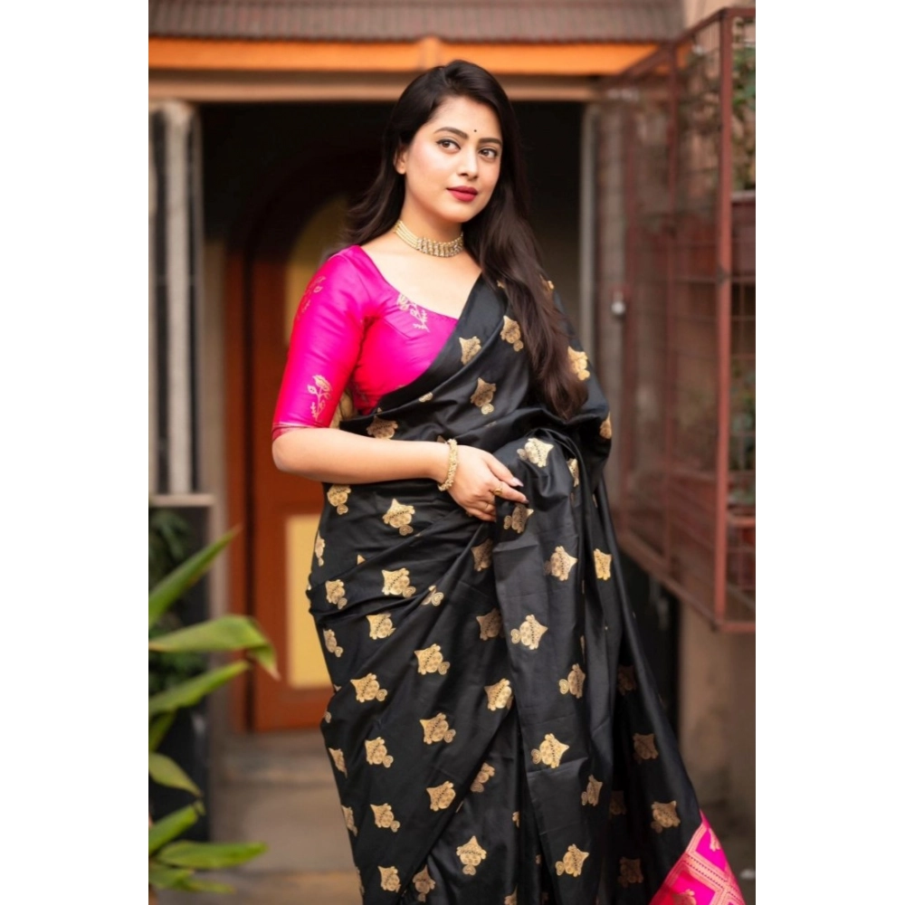 generic women's silk printed saree with unstitched blouse 5.5mtr (pink) generic women's silk printed saree with unstitched blouse 5.5mtr (pink)