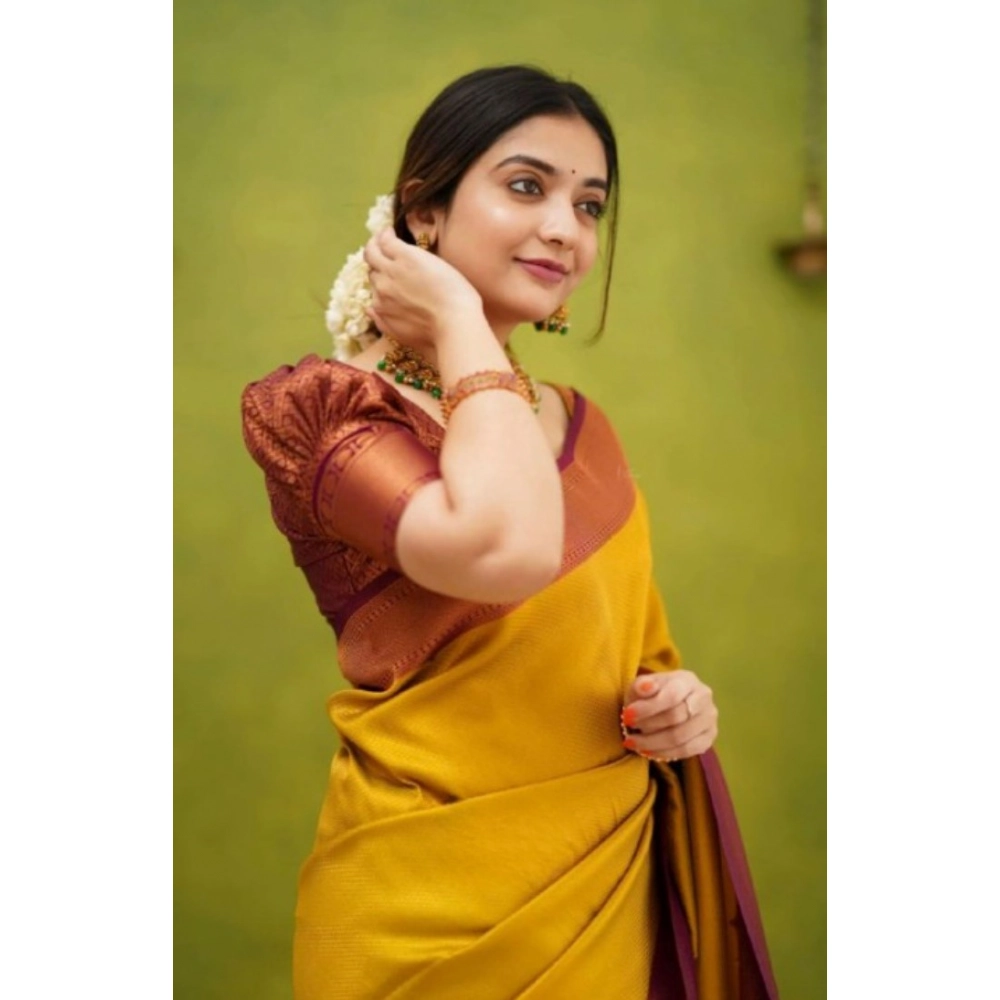 generic women's silk printed saree with unstitched blouse 5.5mtr (yellow) generic women's silk printed saree with unstitched blouse 5.5mtr (yellow)