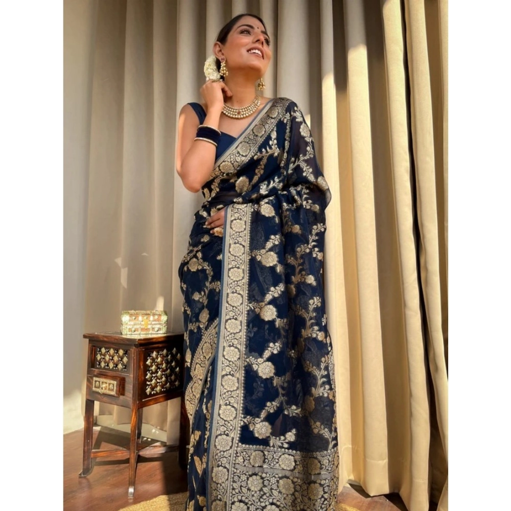 generic women's silk printed saree with unstitched blouse 5.5mtr (dark blue) generic women's silk printed saree with unstitched blouse 5.5mtr (dark blue)