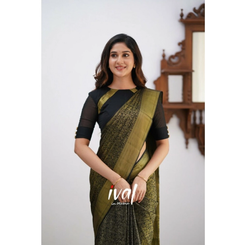 generic women's silk printed saree with unstitched blouse 5.5mtr (black) generic women's silk printed saree with unstitched blouse 5.5mtr (black)