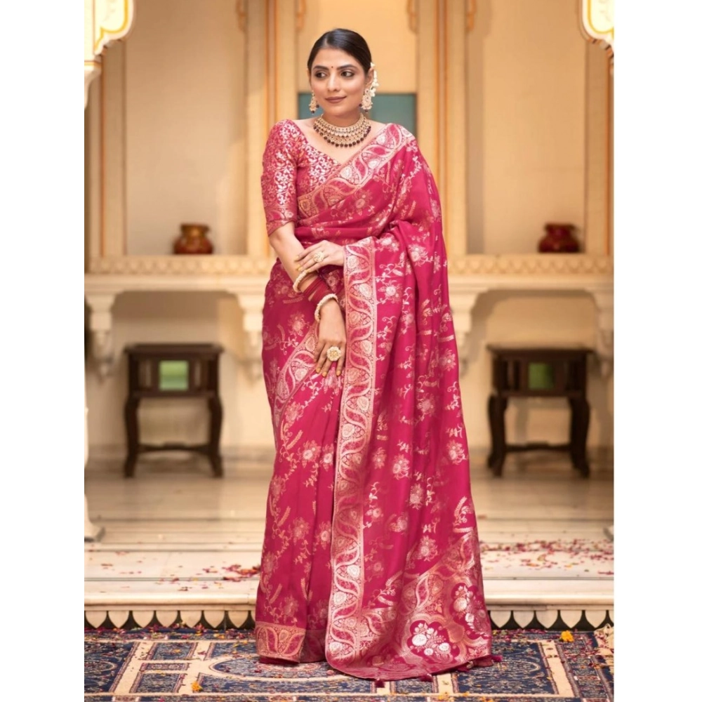 generic women's silk printed saree with unstitched blouse 5.5mtr (pink) generic women's silk printed saree with unstitched blouse 5.5mtr (pink)