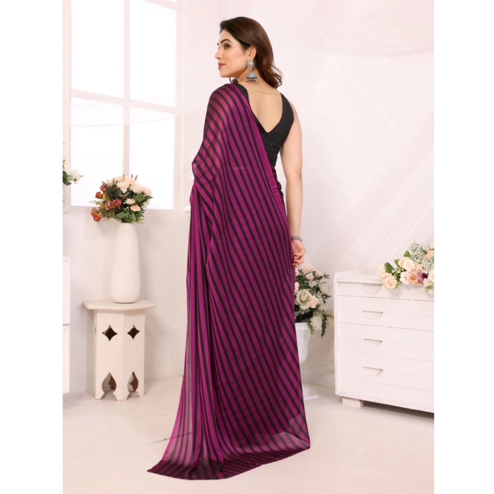 generic women's black berry striped ready to wear saree with unstitched blouse 5.5 mtr (purple black) generic women's black berry striped ready to wear saree with unstitched blouse 5.5 mtr (purple black)