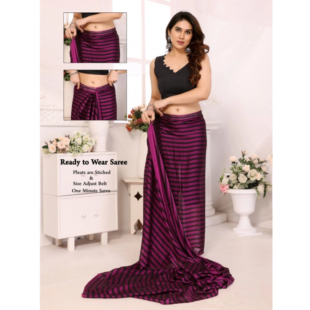 generic women's black berry striped ready to wear saree with unstitched blouse 5.5 mtr (purple black) generic women's black berry striped ready to wear saree with unstitched blouse 5.5 mtr (purple black)