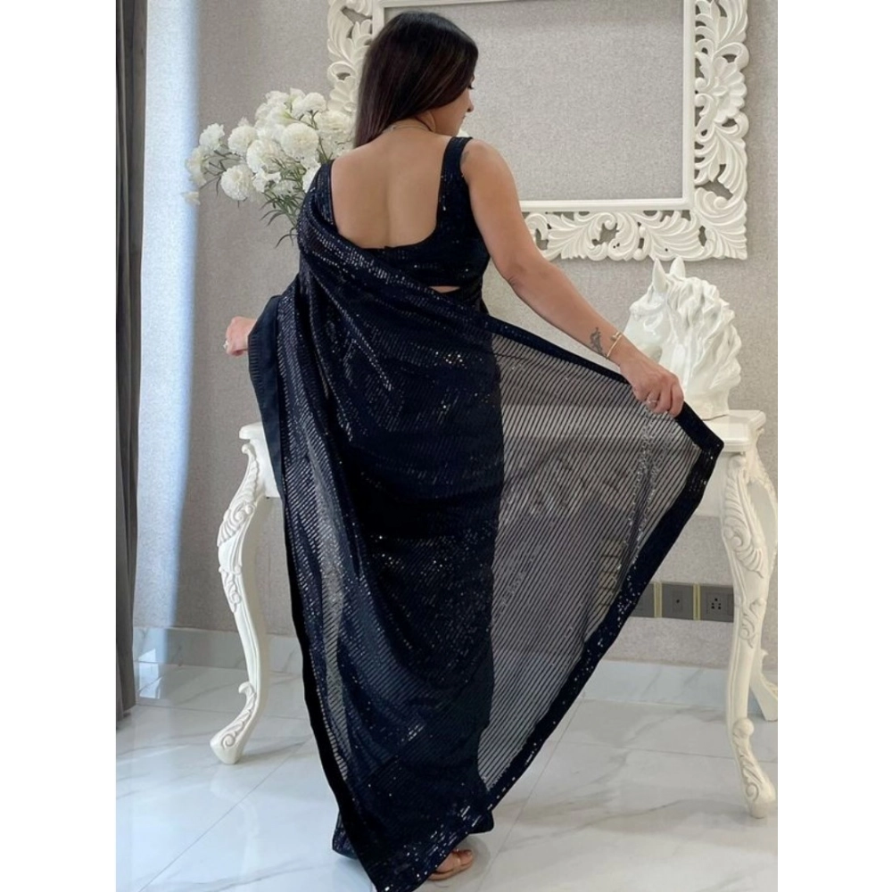 generic women's georgette embellished sequnece bollywood saree with unstitched blouse 5.5mtr (black) generic women's georgette embellished sequnece bollywood saree with unstitched blouse 5.5mtr (black)