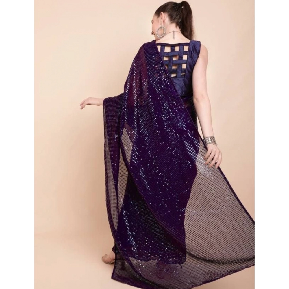 generic women's georgette embellished sequnece bollywood saree with unstitched blouse 5.5mtr (purple) generic women's georgette embellished sequnece bollywood saree with unstitched blouse 5.5mtr (purple)