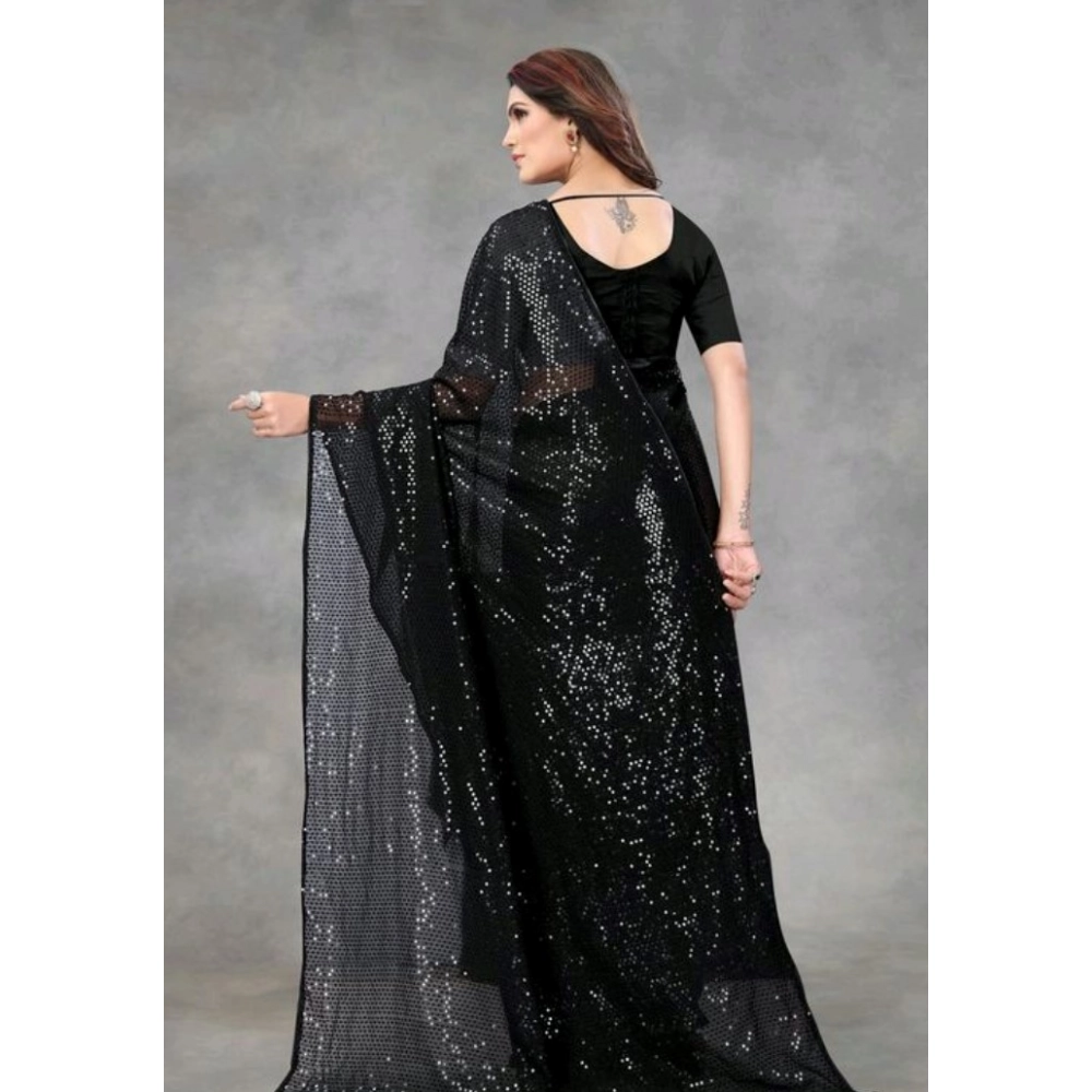 generic women's georgette embellished sequnece bollywood saree with unstitched blouse 5.5mtr (black) generic women's georgette embellished sequnece bollywood saree with unstitched blouse 5.5mtr (black)
