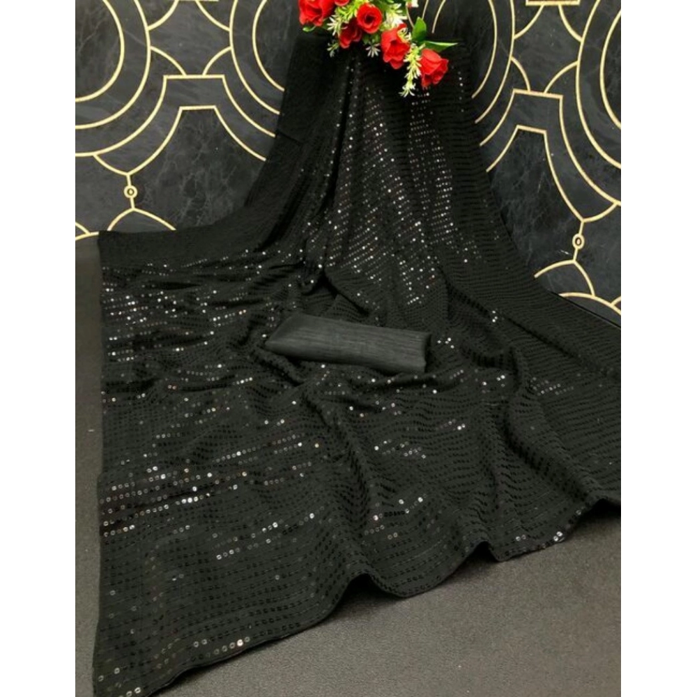 generic women's georgette embellished sequnece bollywood saree with unstitched blouse 5.5mtr (black) generic women's georgette embellished sequnece bollywood saree with unstitched blouse 5.5mtr (black)
